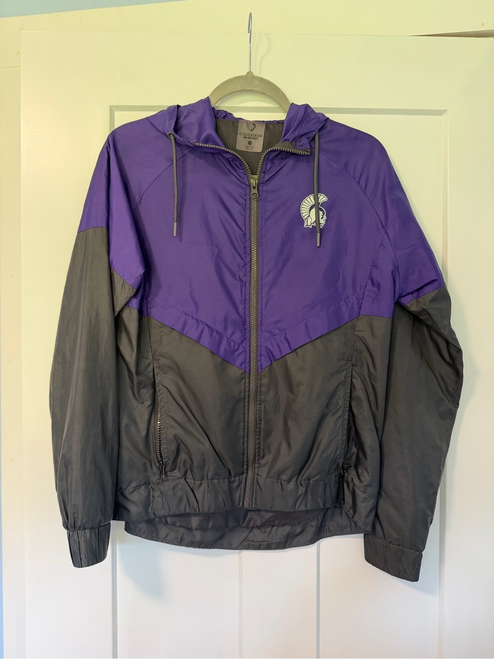 Winona State University Woman's Small Purple/ Gray Windbreaker Jacket with Hood